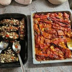 Türkisches Essen auf dem Backblech - auf der Wärmeplatte des bullernden Bullerjan's.
